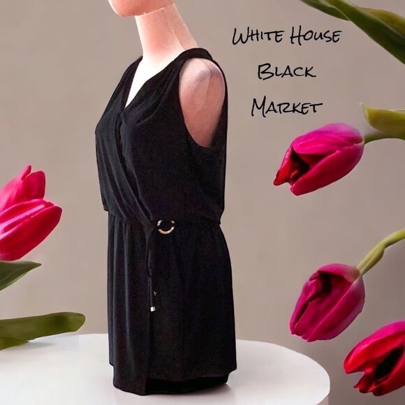 WHITE HOUSE BLACK MARKET SIZE 4 BLACK ONE PIECE SKORT JUMPSUIT - Picture 1 of 6